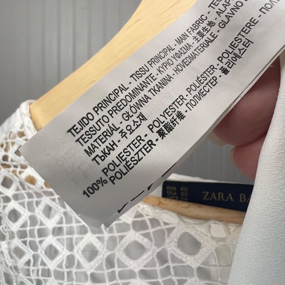 Zara Basic NWT XS White Lace Blouse Long Sleeve Diamond Retro - Picture 7 of 8